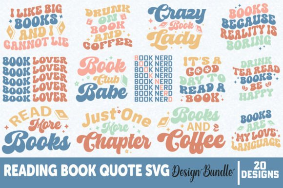 Reading Book Quote SVG Design Bundle: Graphics for Crafts
