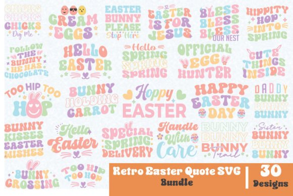 Retro Easter Quote SVG Bundle: Graphics for Crafts & Content